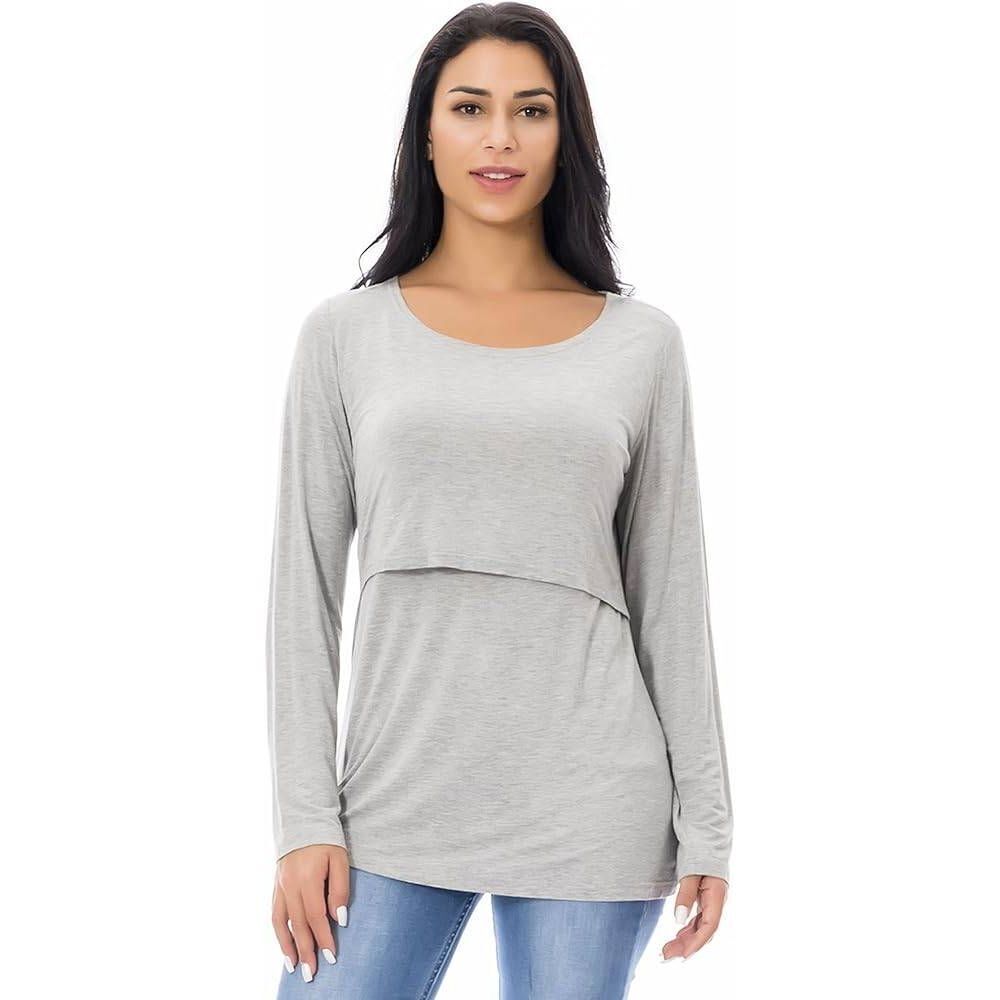 Smallshow Grey Nursing Tee Medium NWOT Basic Maternity Mom Basic Comfy Casual